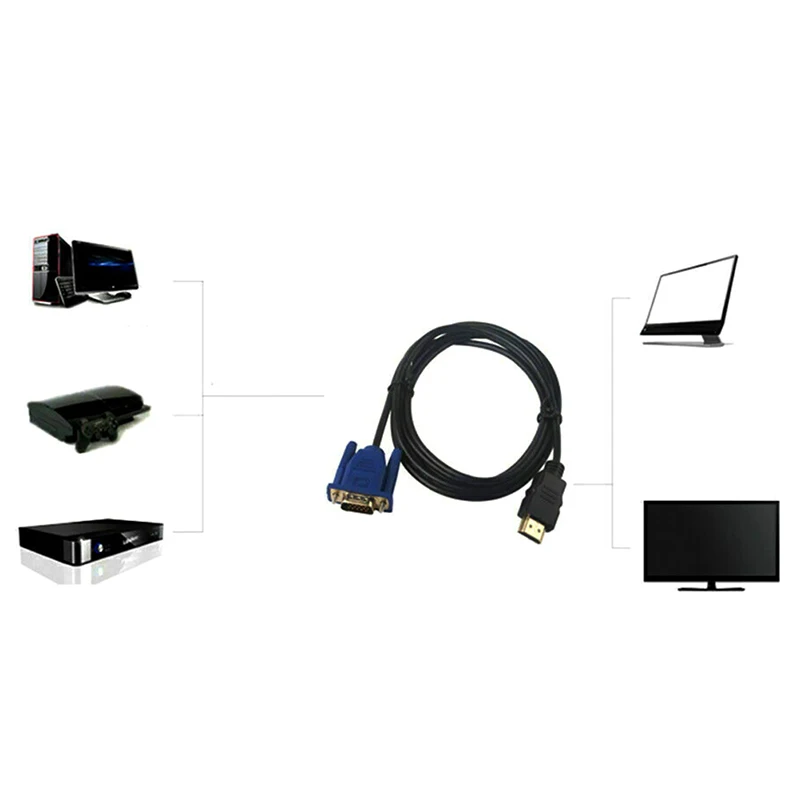 HDMI suderinamus Male VGA Male Perdavimo Laidas HDTV Vaizdo Keitiklis Adapteris Aux Kabelis Didelio Greičio HDMI suderinamus Kabelis 1