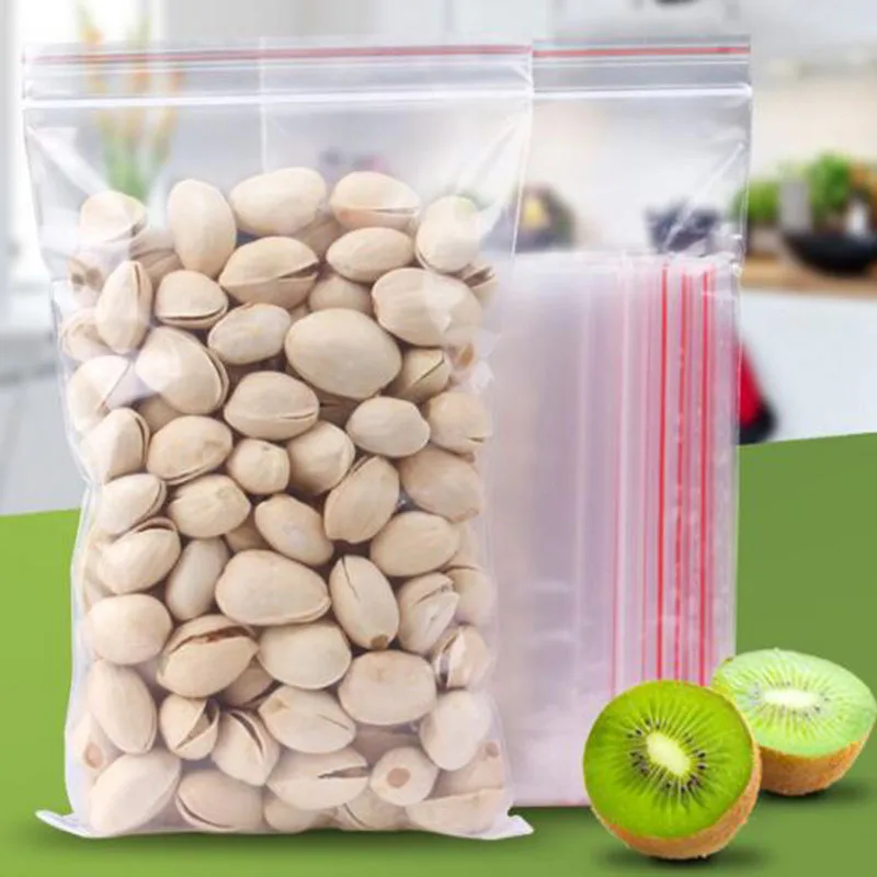 100vnt/Pak Uždaroma Zip Lock Bags Savarankiškai Antspaudas skaidraus Plastiko Poli Maišelį Maisto produktų Laikymo Paketas Reclosable Šviežių Krepšys 4