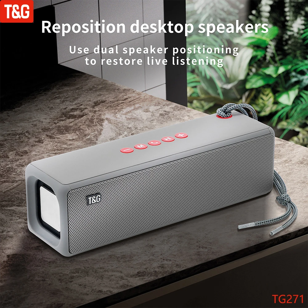 T&G TG271 Portable Bluetooth Speaker Didelės Galios Soundbar Belaidė Garso Sistema HiFi žemų dažnių garsiakalbis FM Radijo Muzikos Centras Kompiuterį 4
