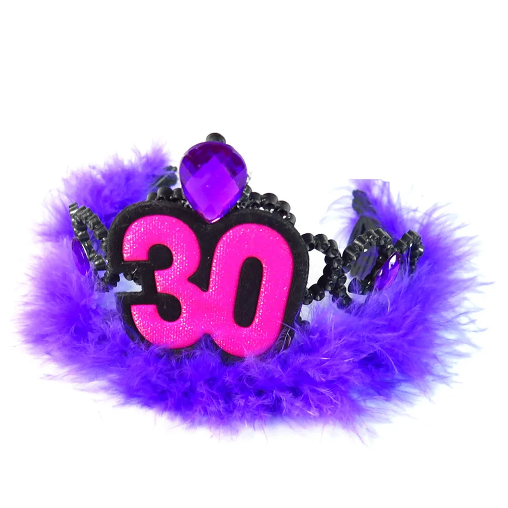 3pcs violetinė su gimtadieniu šalis dekoro ponios 30 šventė priedai rožinė tiara varčios nėrinių sagė kaip draugas, dovana, 2