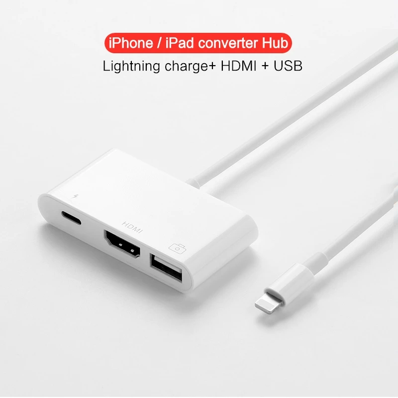 OTG Žaibo Adapteris Keitiklis, HDMI, Kortelių Skaitytuvas 3,5 mm USB Įkrovimo Apple iPad 10.2 9.7 Air3 10.5 mini 4 5 Kabelis Splitter 0