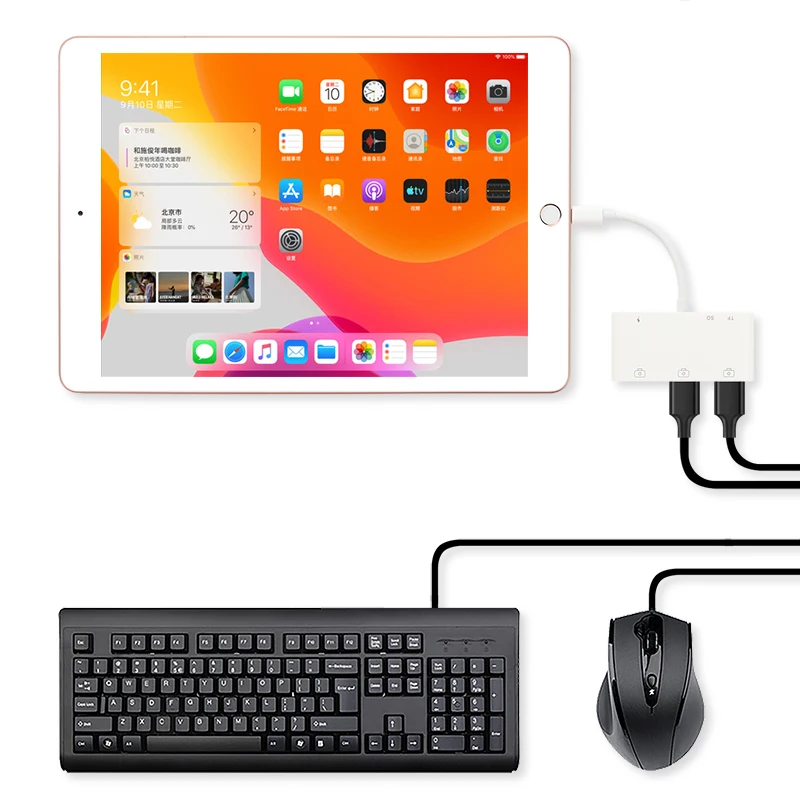 OTG Žaibo Adapteris Keitiklis, HDMI, Kortelių Skaitytuvas 3,5 mm USB Įkrovimo Apple iPad 10.2 9.7 Air3 10.5 mini 4 5 Kabelis Splitter 4