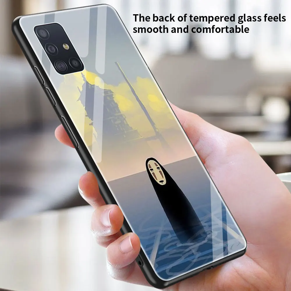 Spirited Away Stiklo Telefono dėklas Samsung Galaxy A50 A51 A71 5G A70 M31 A30 A31 A21s A91 M51 A10 A40 A41 M30s A11 Dangtis 4