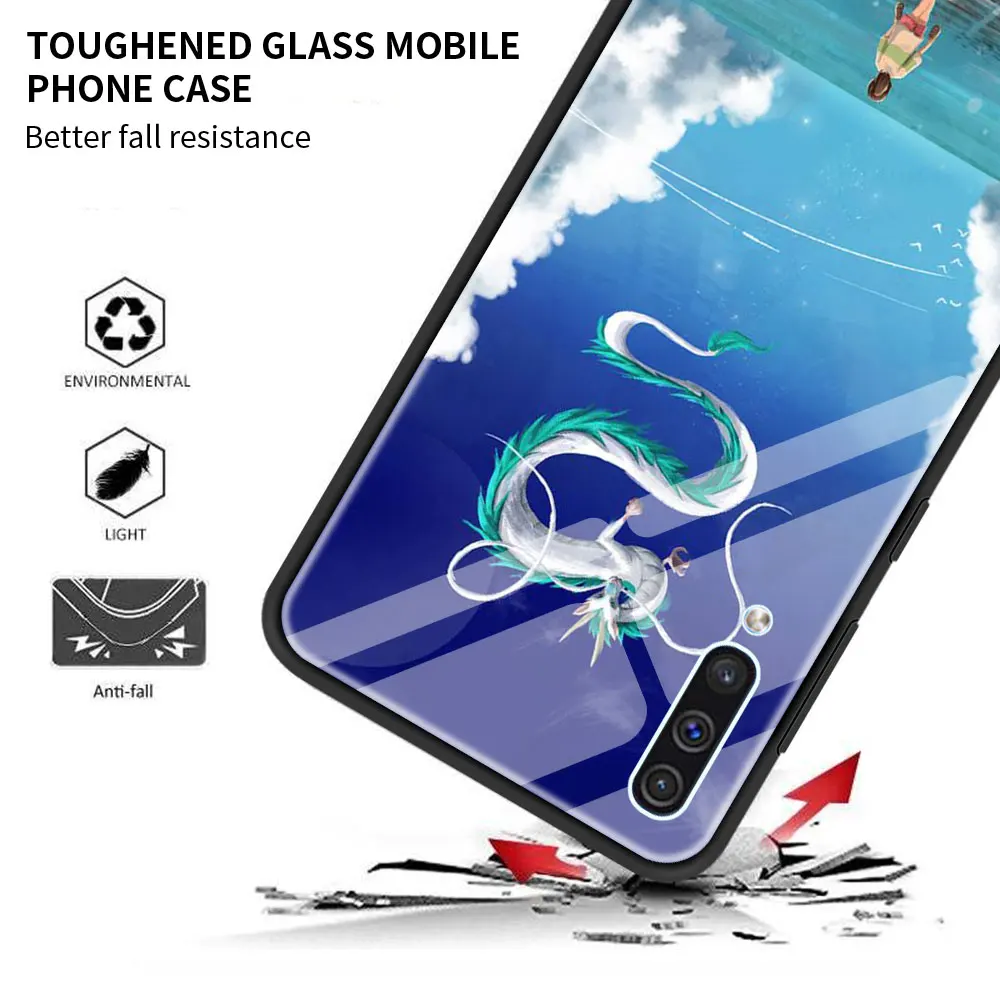 Spirited Away Stiklo Telefono dėklas Samsung Galaxy A50 A51 A71 5G A70 M31 A30 A31 A21s A91 M51 A10 A40 A41 M30s A11 Dangtis 5