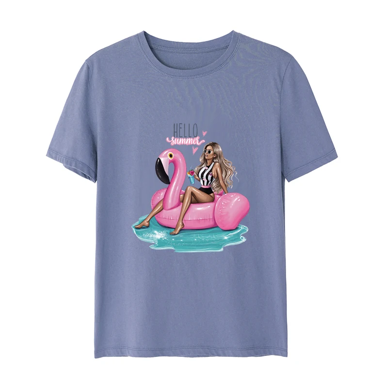 Mados Mergaitė Terminis Lipdukas Pleistras Vasaros T-Shirt Pleistrai Naujas Dizainas Plaunamas Spausdinti Ant T-Shirt 