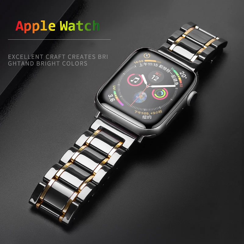 Keramikos Diržu, Apple Watch Band 44mm 40mmm 42mm 38mm Prabangus Nerūdijančio plieno watchband metalo apyrankė iWatch 