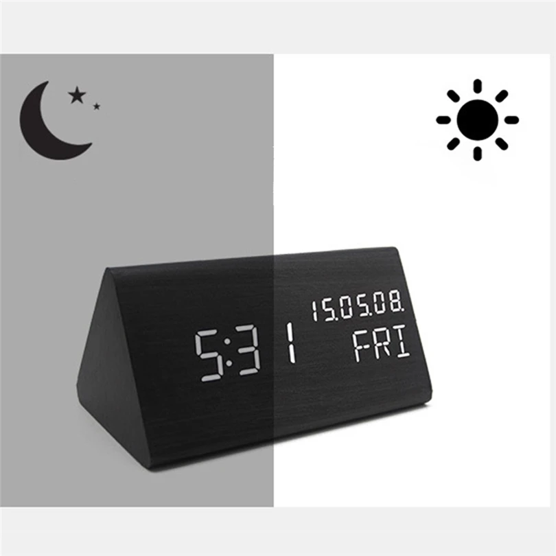 Skaitmeninis Laikrodis LED Laiko Rodymo Signalo Parametrus Medienos Pagaminti Elektros Laikrodžiai Darbalaukio Maitinamas AAA Laikrodžiai, Stalo Dekoras J50 2