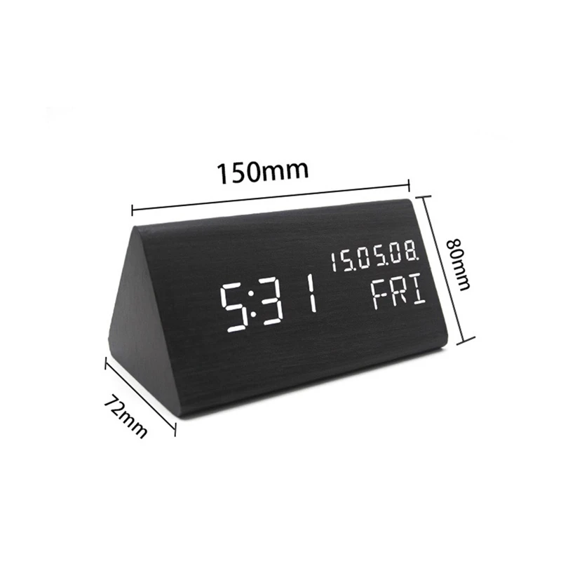Skaitmeninis Laikrodis LED Laiko Rodymo Signalo Parametrus Medienos Pagaminti Elektros Laikrodžiai Darbalaukio Maitinamas AAA Laikrodžiai, Stalo Dekoras J50 3