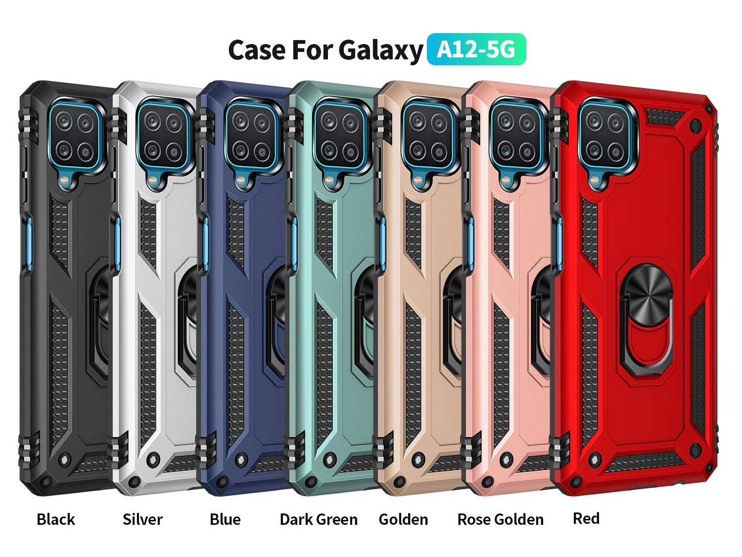 Prabanga Šarvai Patikima Telefono dėklas Samsung Galaxy A51 A71 A52 A72 A32 A42 A12 A10E A20E 4G 5G atsparus smūgiams Stovi apsauginis Dangtis 1