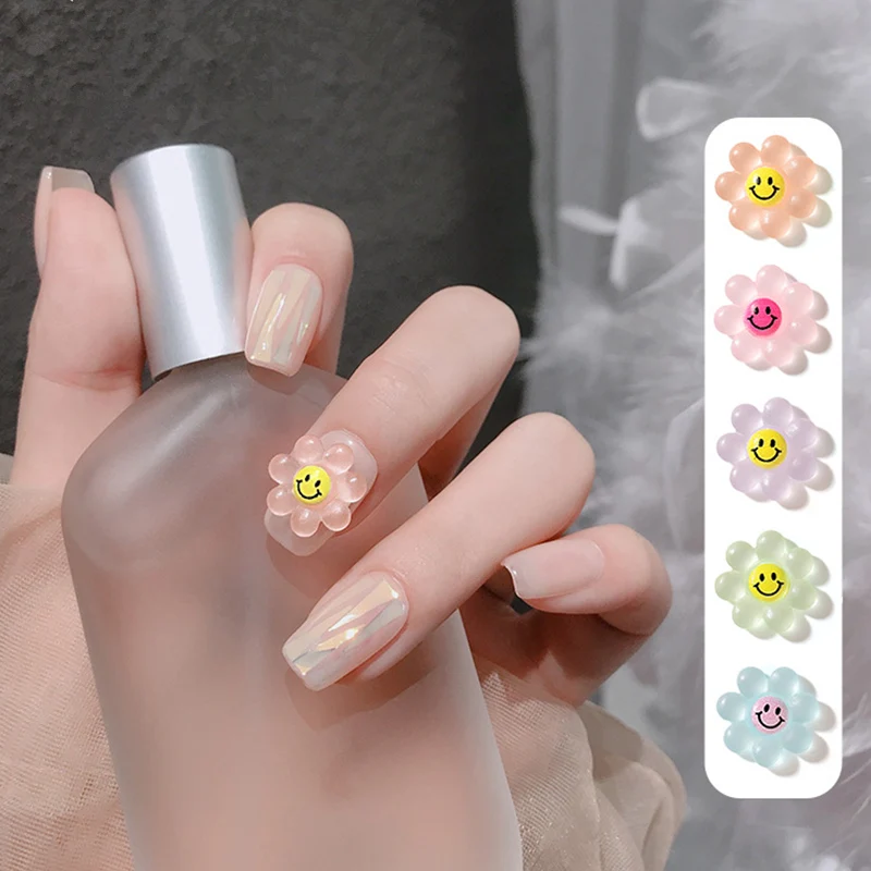 10vnt Aišku, Sun Flower 3D Saldainiai Saulėgrąžų Nagų Japonijos Manikiūro Nagų Dekoravimo Macaron Dviejų Spalvų Chian Nagų Dailės Salonas 