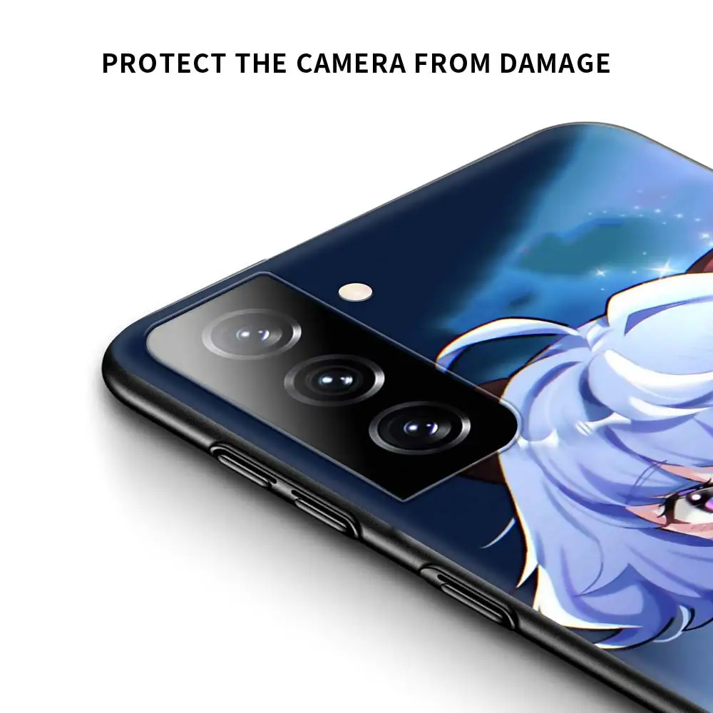 Genshin Poveikio Keqing Ganyu Prabanga Telefono dėklas Samsung Galaxy S20 FE S10 Plius S21 Ultra S8 S9 Plus S10e Silikono Juodo Dangtelio 4