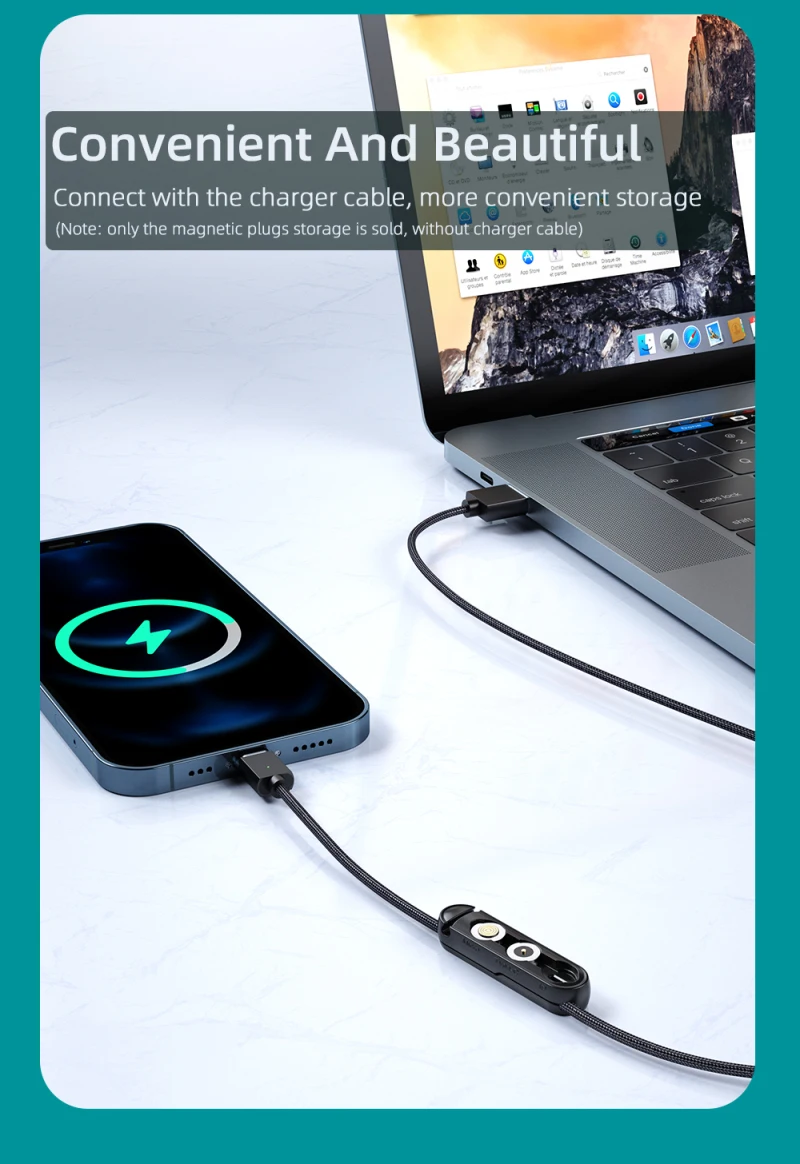 Kabelio Vijurkas Essager Magnetinio Kabelio Atveju IPhone, Micro USB C Tipo Nešiojamų Saugojimo Dėžutė Magnetas Adapteris Jungties Silikono 2