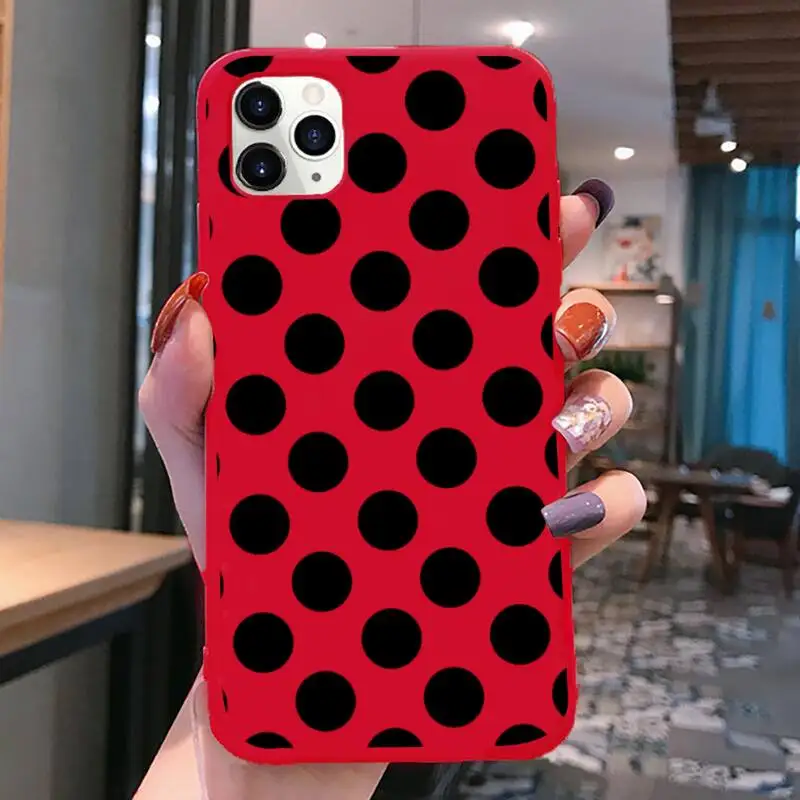 Juoda Balta Polka Dot Telefono dėklas Skirtas iphone 12 11 Pro Max Mini XS 8 7 6 6S Plus X SE 2020 XR Raudonas Dangtelis 4