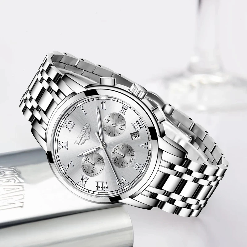 LIGE 2021 Naujas Mados Moterų Laikrodžiai Ponios Viršų Prabangos Prekės ženklo Kūrybos Plieno Moterų Apyrankės, Laikrodžiai Moterų Kvarco Vandeniui Žiūrėti 1