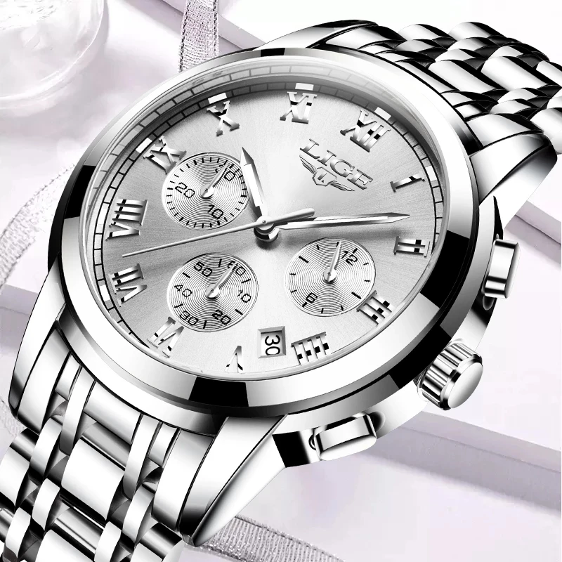 LIGE 2021 Naujas Mados Moterų Laikrodžiai Ponios Viršų Prabangos Prekės ženklo Kūrybos Plieno Moterų Apyrankės, Laikrodžiai Moterų Kvarco Vandeniui Žiūrėti 3