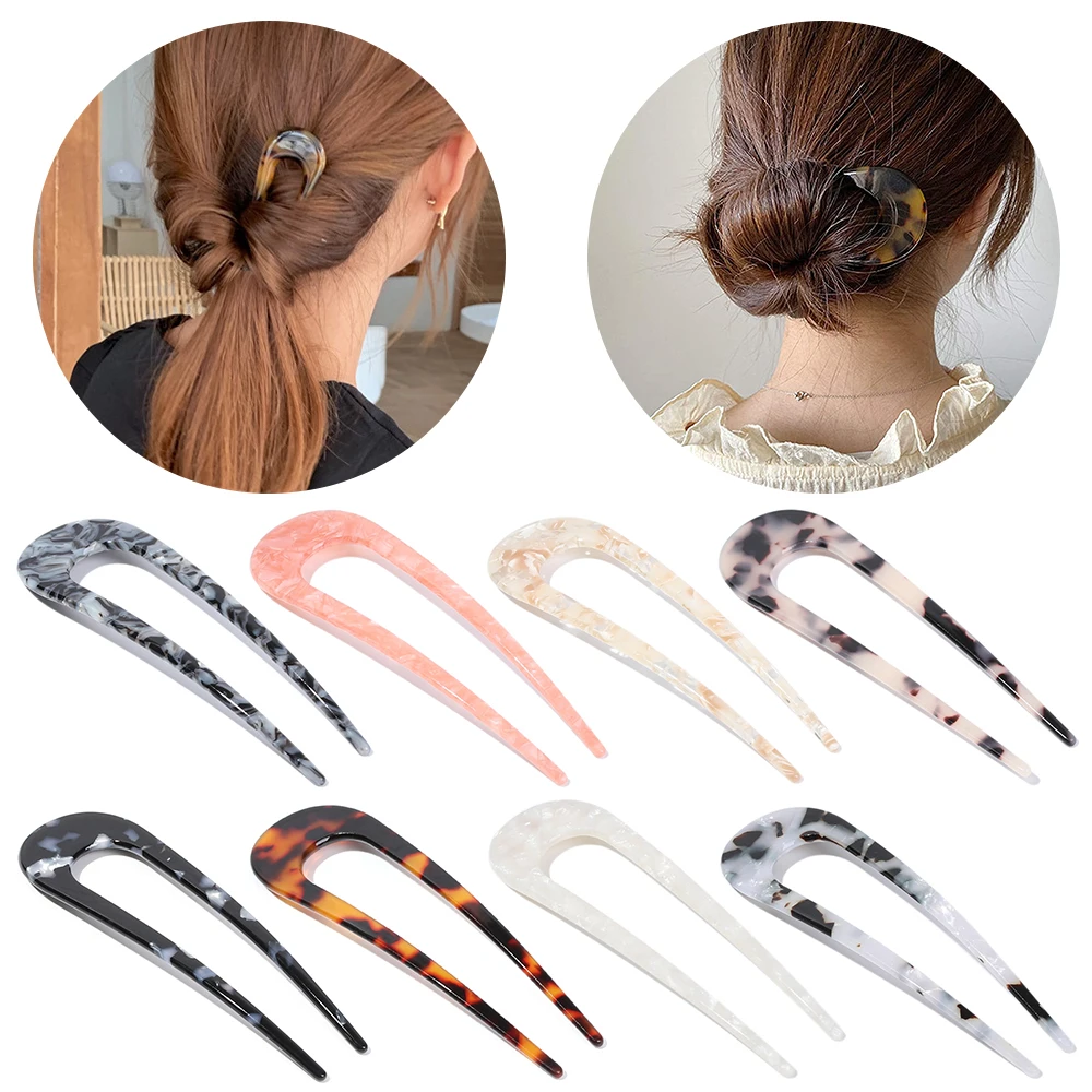 1PC U Formos Staigius prancūzų Stiliaus Plaukų Stick Shell Plaukų Pin Metalo Plaukų Pin Šakės Virbai Kaiščiai Moterų, Mergaičių Plaukų Formavimo Accesso 0