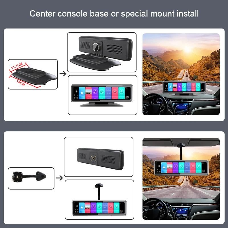 Naktinio matymo 4cams įrašyti smart veidrodis automobilių skaitmeniniai vaizdo įrašymo įrenginiai 360°24H stovėjimo stebėti MAX 256G 12in touch screen automobilinis video recorder 4 splitas 3