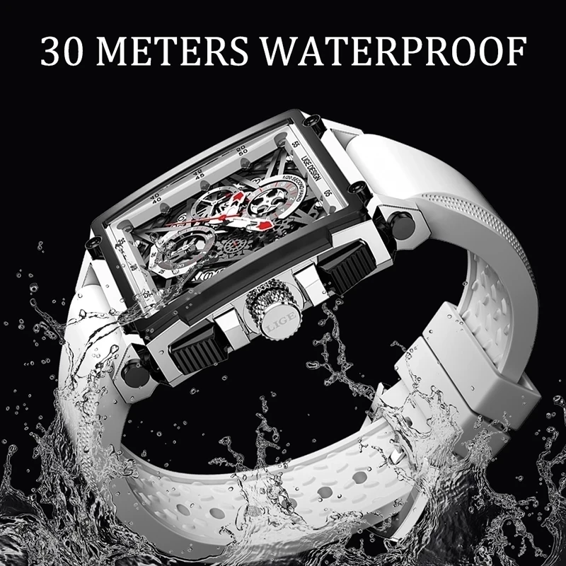 2021 Naujas Aikštėje Vyrų Laikrodžiai LIGE Top Brand Prabanga Vandeniui Kvarciniai Laikrodžių Vyrams Datą Sporto Tuščiaviduriai Laikrodis Vyrų Relogio Masculino 3
