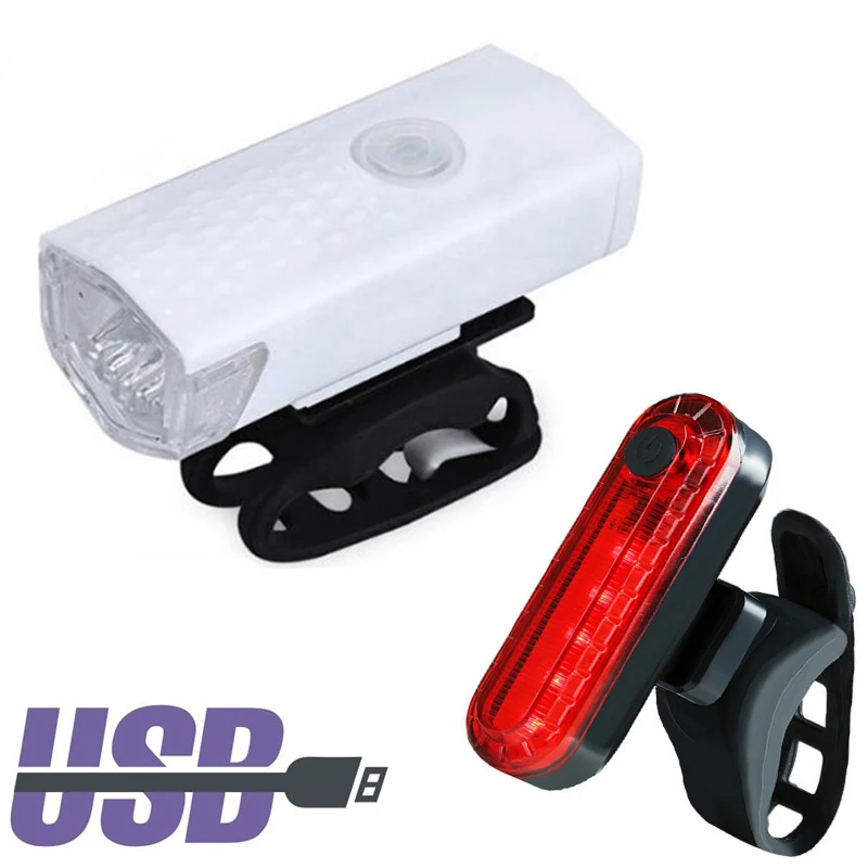 USB Įkrovimo Dviračių Šviesos Vandeniui LED MTB Dviračio Galinis Žibintas Dviračių Priekio priekinis žibintas užpakalinis žibintas Nustatyti Žibintuvėlis Dviračių Priedai 3