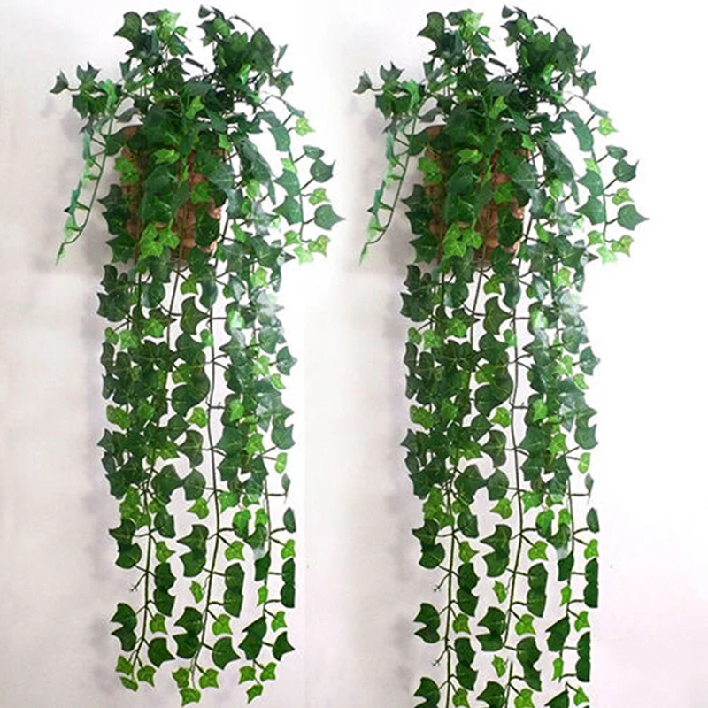 2,5 m, Plastikiniai Dirbtinių Gėlių Pintais Evergreen Plunksninių Dirbtinis Gebenės Lapų Girlianda Augalai Vynuogių Netikrą Lapai, Gėlės Namų Dekoro 4