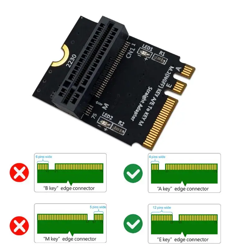 M. 2 NGFF nvme SSD M. 2 key/E Adapteris (Vertikalus Montavimas) 2280 tipo SSD Produkto savybės: OOTDTY 1.Palaiko 2 M. Kojinių 2