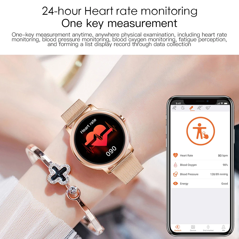 Super Slim Mados Moterų Smart Žiūrėti 2021 jutiklinių Apvalus Ekranas Smartwatch Moters Širdies ritmo Monitorius, Skirtą 