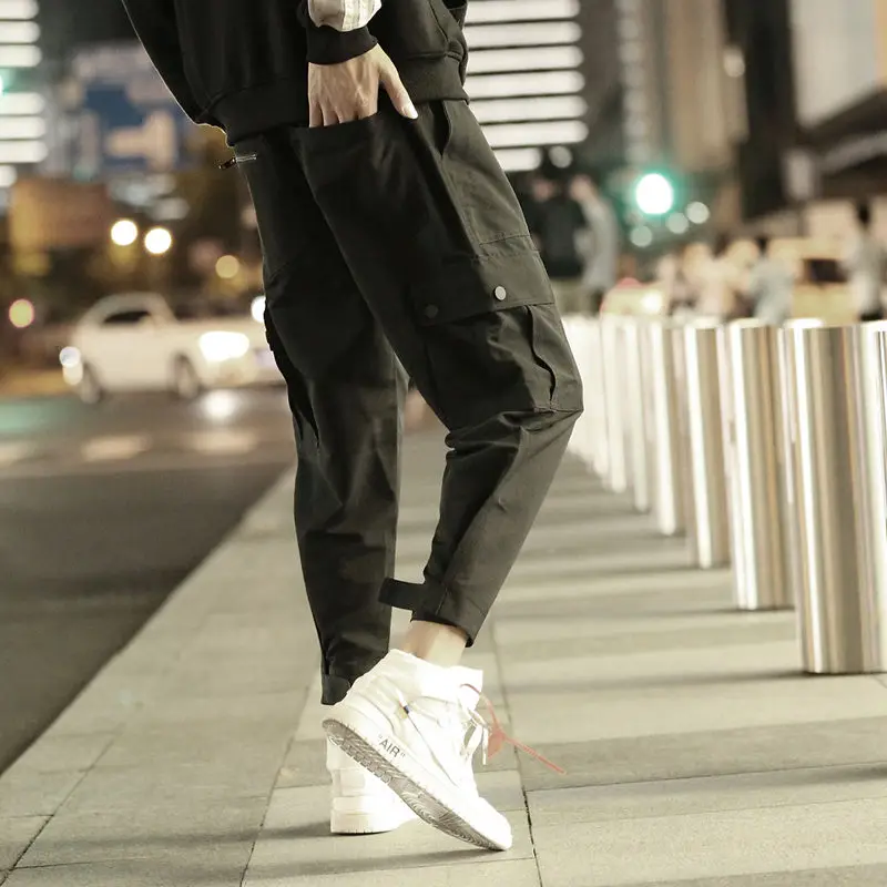 Krovinių Kelnės Vyrams, Sporto veikti 2020 Streetwear Poilsiu Kelnes Juodos Sweatpant Vyrų Hip-hop Rudenį Atsitiktinis darbo drabužiai 4