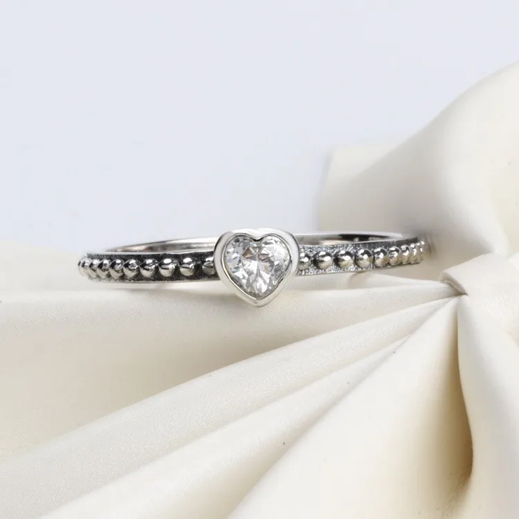 Originalus 925 кольцо Sidabro Visos Žiedas Silver Sparkle Su Crystal Širdies Visos Žiedas Moterims Vestuves Dovanų bižuterijos 4