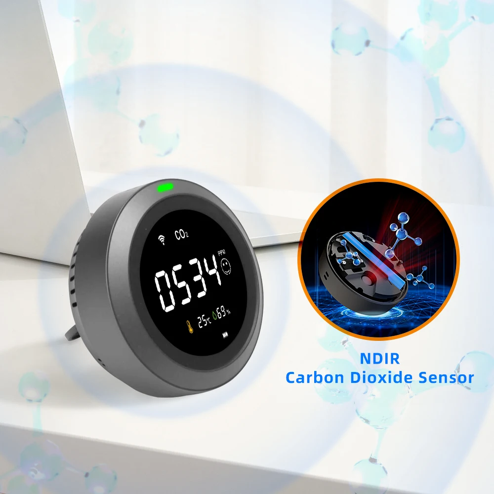 Zemismart Tuya Termometras ir Drėgmėmačiu WIFI CO2 Anglies Dioksido Detektoriai, CO2 Stebėti 3