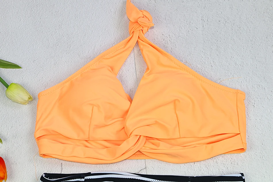 Nauja mergina bikini komplektas bikini maudymosi kostiumėliai maudymosi kostiumėlį moteris plaukimo orange apynasrio juodas dryžuotas vielos nemokamai vidurio juosmens 0
