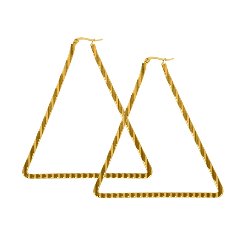 Nerūdijančio Plieno Trikampis Hoopas Auskarai Moterims, Aukso Spalvos, Didelis Mados Ausų Papuošalai Ponios Didmeninė Karšto 2021 NAUJAS E0181 2