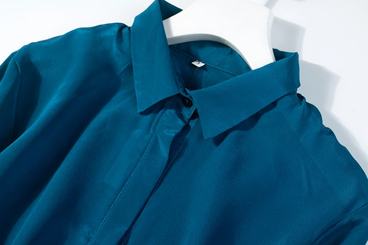 Moterų Mulberry Šilko Krepo Šilko Mėlyną Mygtuką žemyn ilgomis rankovėmis marškinėliai Viršuje Palaidinė Valstybės tarnybos darbą, M, L, XL JN582 1