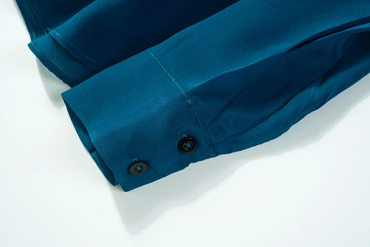 Moterų Mulberry Šilko Krepo Šilko Mėlyną Mygtuką žemyn ilgomis rankovėmis marškinėliai Viršuje Palaidinė Valstybės tarnybos darbą, M, L, XL JN582 2