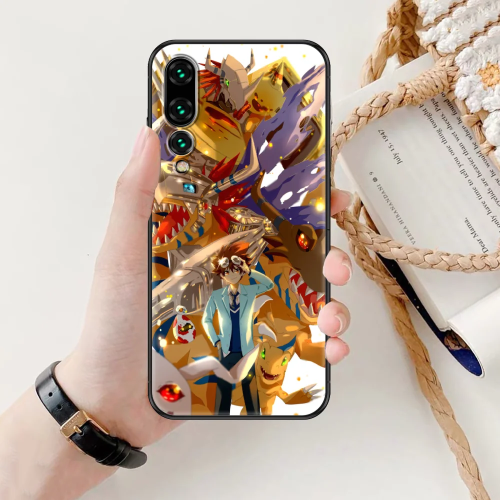 Anime Digimon Nuotykių Telefoną atveju Huawei P Mate P10 P20 30 P40 10 20 Smart Z Pro Lite 2019 juoda silikono funda tapyba 5