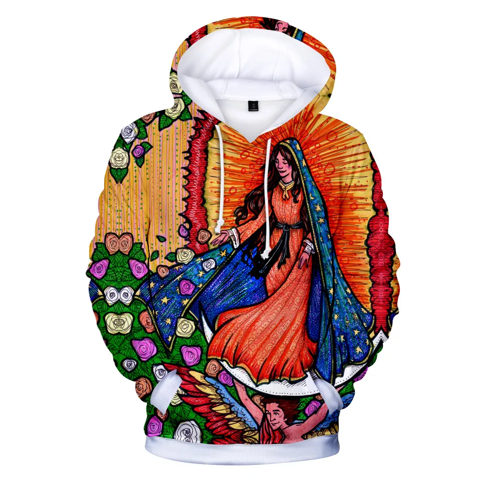 Madinga Naujovė Our Lady of Gvadalupės Mergelės Marijos Meksika 3D Hoodies Palaidinės ilgomis Rankovėmis Hoodie Berniukų/Mergaičių Vaikai Kietas Megztinis 1