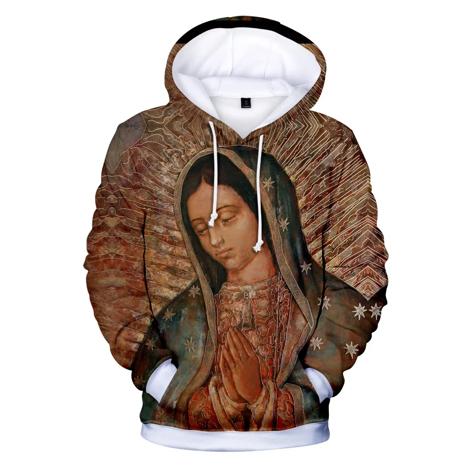 Madinga Naujovė Our Lady of Gvadalupės Mergelės Marijos Meksika 3D Hoodies Palaidinės ilgomis Rankovėmis Hoodie Berniukų/Mergaičių Vaikai Kietas Megztinis 4