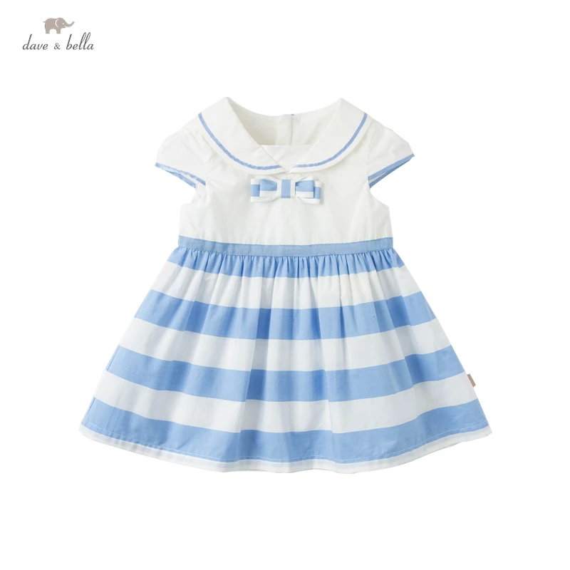 DBS16809 dave bella vasaros baby girl mielas lankas dryžuotas spausdinti suknelė vaikų mados šalis suknelė vaikams kūdikiams lolita drabužiai 1