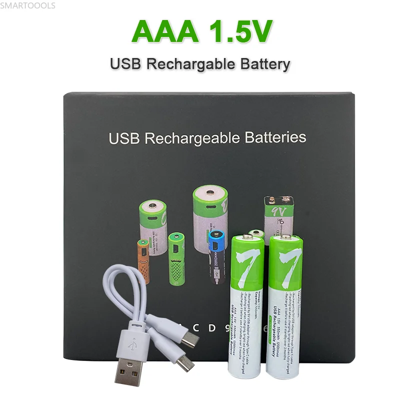 Originalus AAA USB Įkrovimo Batteries1.5V 550mWh 360mAh Li-ion Baterijos Nuotolinio Valdymo Elektros žaislų Pele + Tipo C Kabelio 4