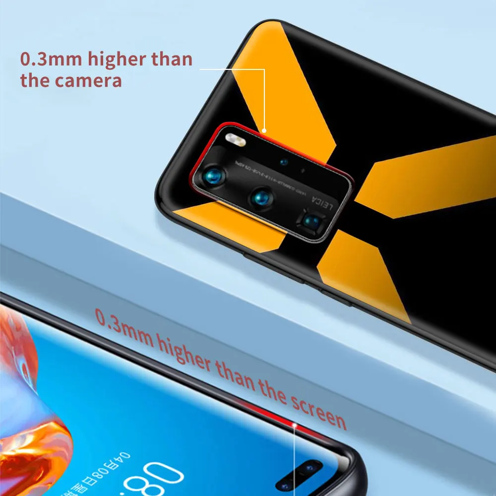 Juoda Geltona mados Juodas Dangtelis Huawei 30 P40 P20 Lite 30 Pro P Smart 2019 Z P Smart S 2020 2021 Silikoninis Telefono dėklas 1
