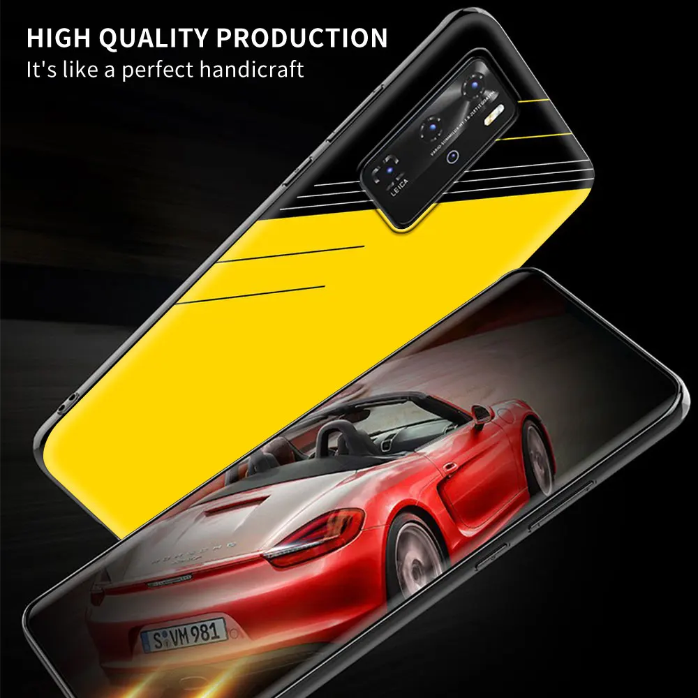 Juoda Geltona mados Juodas Dangtelis Huawei 30 P40 P20 Lite 30 Pro P Smart 2019 Z P Smart S 2020 2021 Silikoninis Telefono dėklas 2