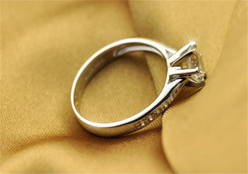 Amžinybės 1 Karatas Vestuvinį Žiedą, Originalus 925 Sterlingas Sidabro Kubinių Zirconia Akmenys, Žiedai Moterims Aukštos Kokybės Bauda Papuošalai RY11 4