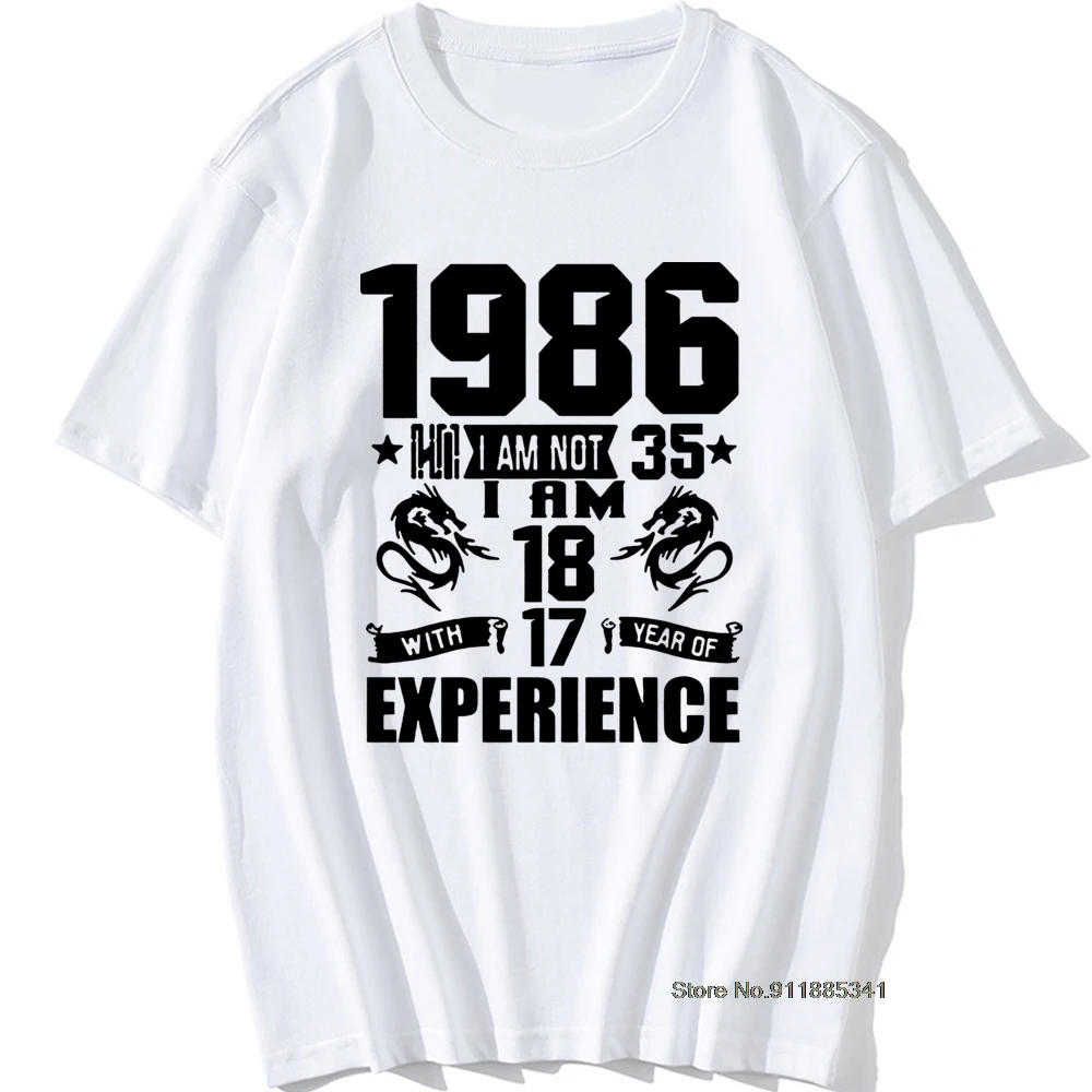 Juokinga, Pagamintas 1986 m. 35-osios Gimtadienio dovana Spausdinti Pokštas T-shirt 35 Metus Nuostabus Vyras Atsitiktinis Trumpas Rankovės Medvilnės T Marškinėliai Vyrams 0