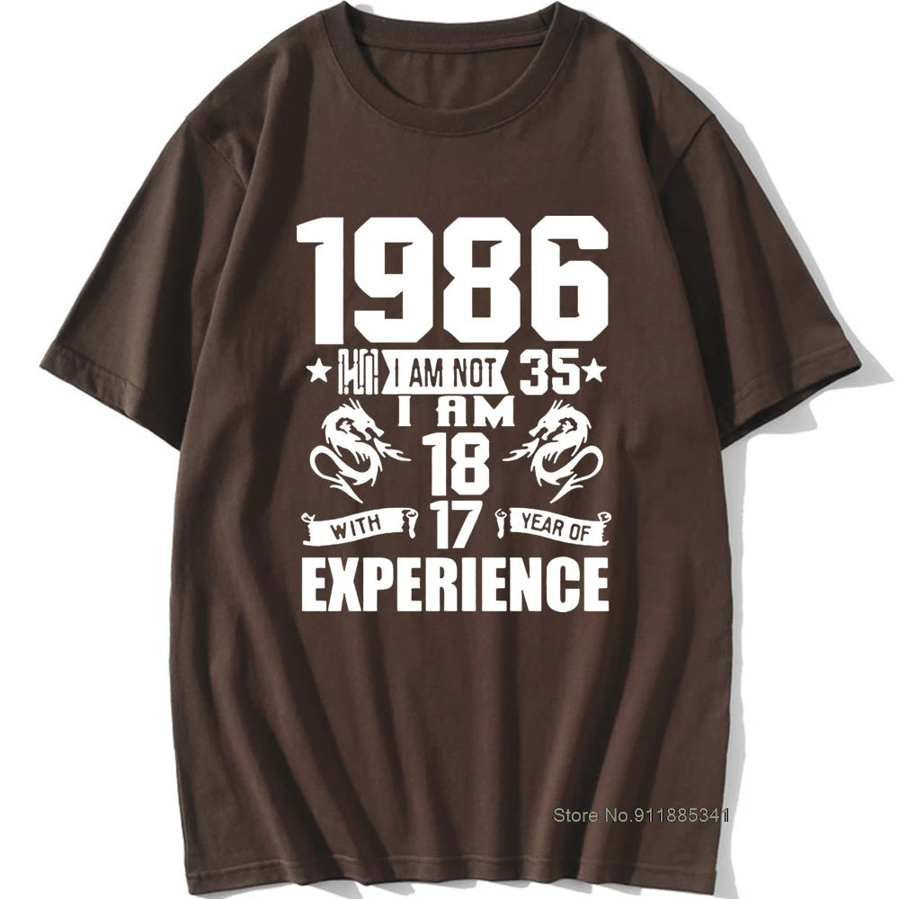 Juokinga, Pagamintas 1986 m. 35-osios Gimtadienio dovana Spausdinti Pokštas T-shirt 35 Metus Nuostabus Vyras Atsitiktinis Trumpas Rankovės Medvilnės T Marškinėliai Vyrams 1