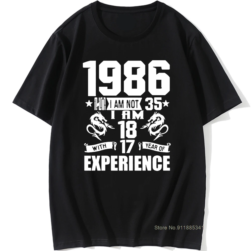 Juokinga, Pagamintas 1986 m. 35-osios Gimtadienio dovana Spausdinti Pokštas T-shirt 35 Metus Nuostabus Vyras Atsitiktinis Trumpas Rankovės Medvilnės T Marškinėliai Vyrams 3