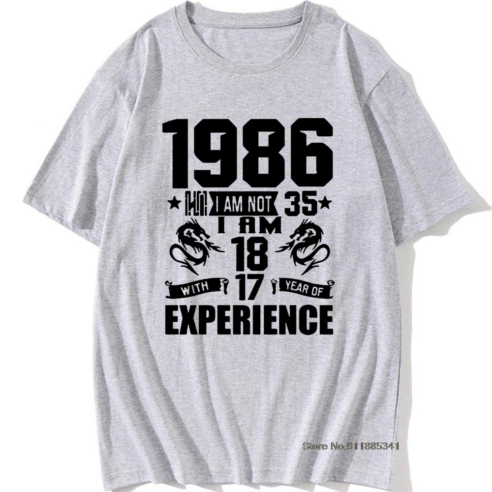 Juokinga, Pagamintas 1986 m. 35-osios Gimtadienio dovana Spausdinti Pokštas T-shirt 35 Metus Nuostabus Vyras Atsitiktinis Trumpas Rankovės Medvilnės T Marškinėliai Vyrams 5