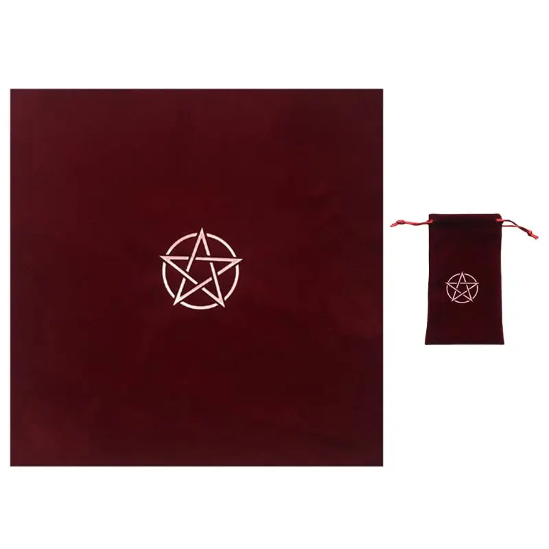 Pentagrams Tarots Staltiesė su Aksomo Maišelis Altoriaus Medžiaga Pentacles Tarots Kilimėlis 124F 5