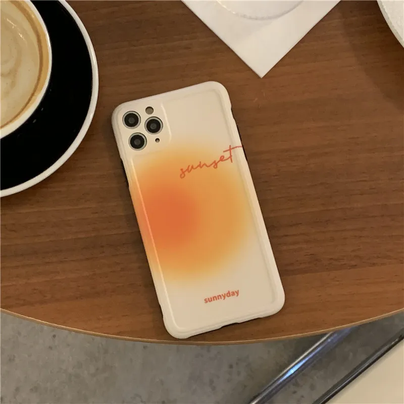 Retro saldus saulėlydžio Gradientas meno Japonijos Telefono dėklas skirtas apple iPhone 12 11 Pro Max Xr Xs Max 7 8 Plius 7Plus atveju Mielas Minkštas Viršelis 4