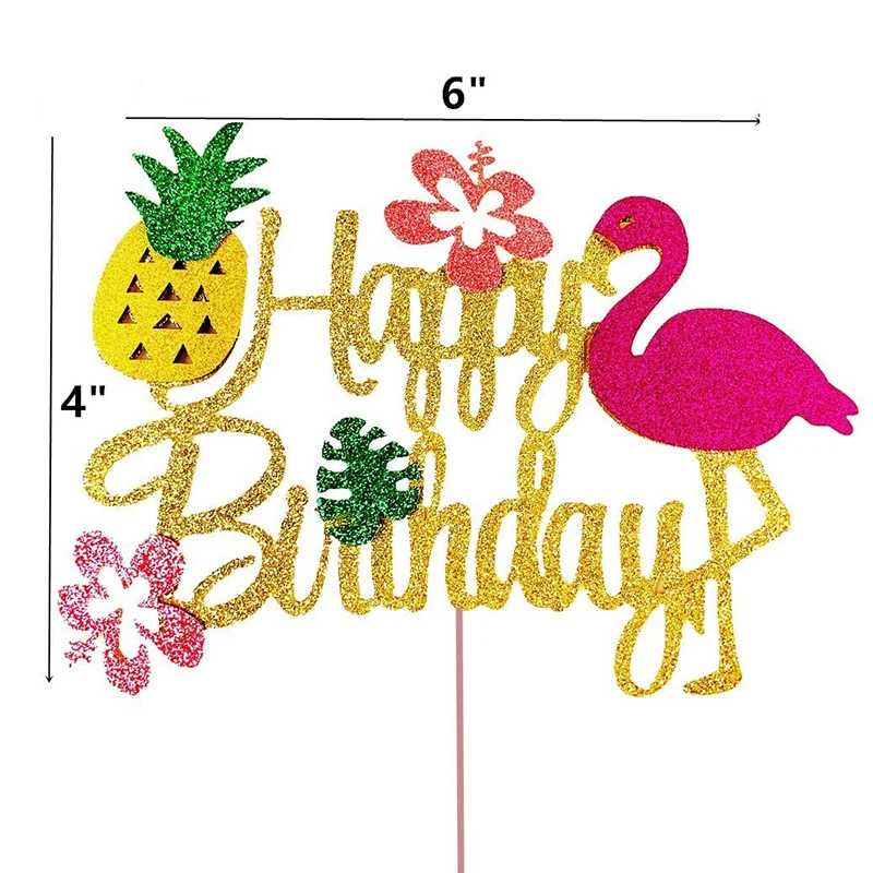 Havajai Gimtadienio Dekoracijas, Ananasų Flamingo Tortas Topper Palmių Lapų Cupcake Rėžtuvės Vasaros Atogrąžų Vaisių Luau Šalis Reikmenys 1
