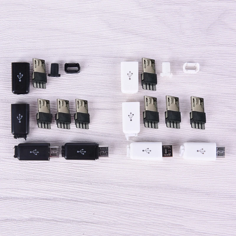 10VNT balta/juoda Micro USB Male Plug Jungčių Rinkinys Apima 3
