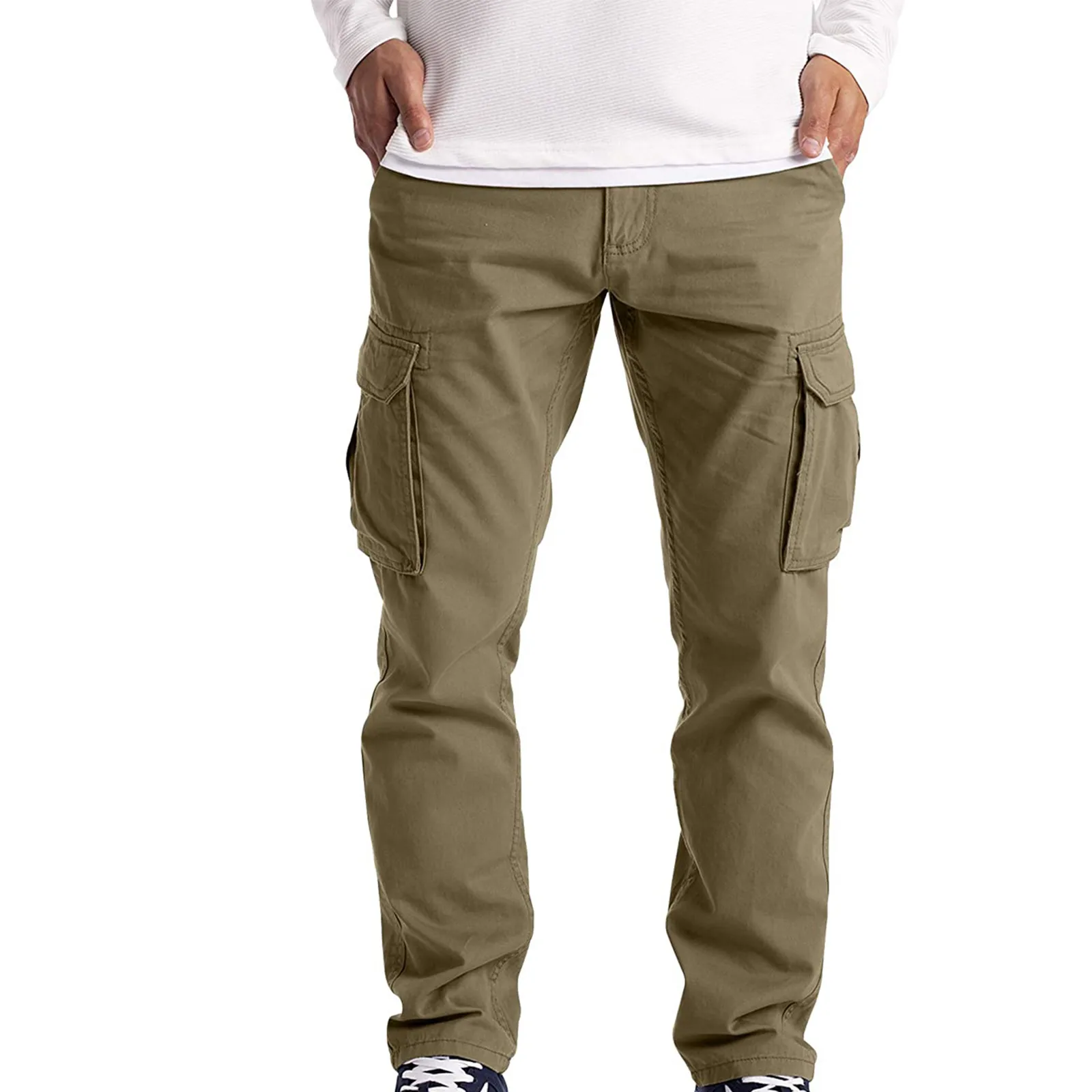 Vyriškos Kelnės Solid Color Multi Pocket Krovinių Kelnės 2021 M. Vasaros Atsitiktinis Vyras Hip-Hop Jogger Kelnės Mados Streetwear Dugnas 1